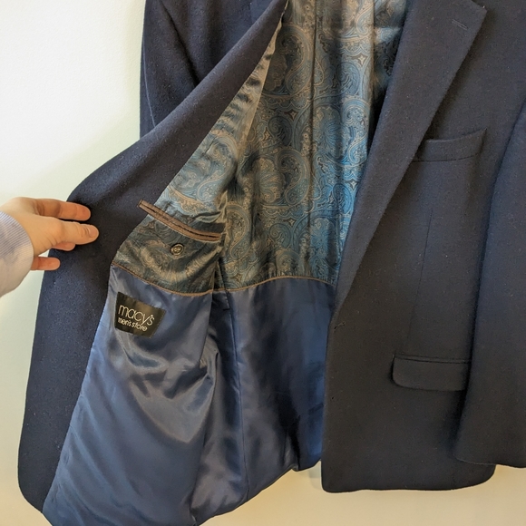 Lauren Ralph Lauren Navy Blue Wool Silk Cashmere Blazer Jacket 44L - Picture 4 of 8